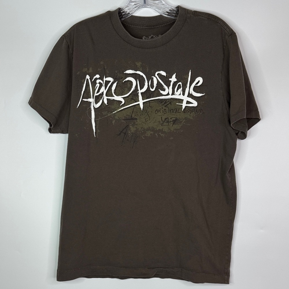 Vintage Aeropostale Brown Short Sleeve Tshirt Size Medium Y2K